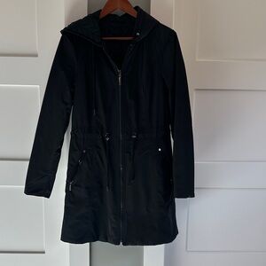 Elegant Black Hooded Trench Coat